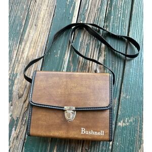 Vintage Bushnell Brown Faux Leather Binocular Case Crossbody Bag